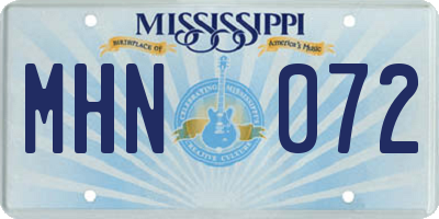 MS license plate MHN072