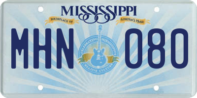 MS license plate MHN080