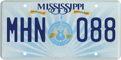 MS license plate MHN088