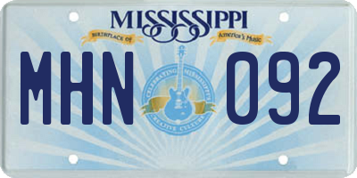 MS license plate MHN092