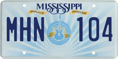MS license plate MHN104
