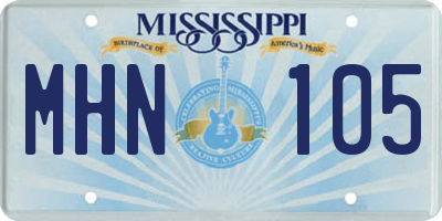 MS license plate MHN105