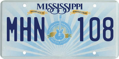 MS license plate MHN108