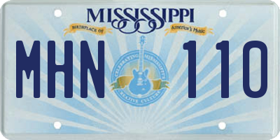 MS license plate MHN110