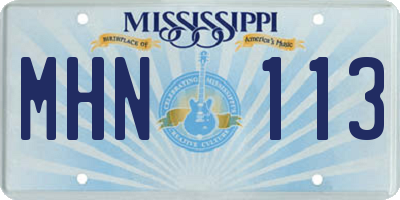 MS license plate MHN113