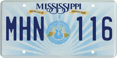 MS license plate MHN116