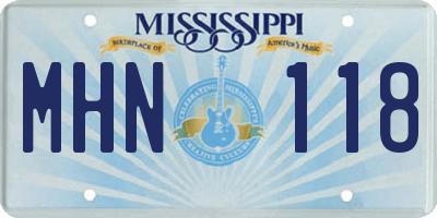 MS license plate MHN118