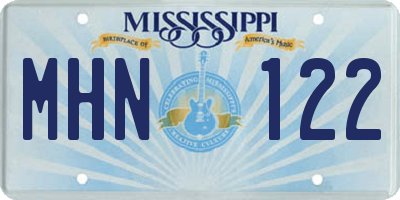 MS license plate MHN122