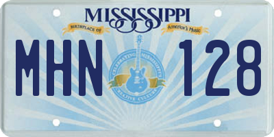 MS license plate MHN128