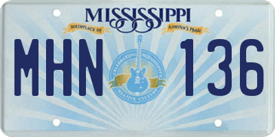 MS license plate MHN136
