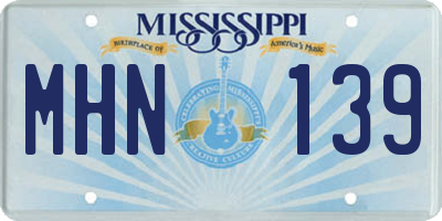 MS license plate MHN139