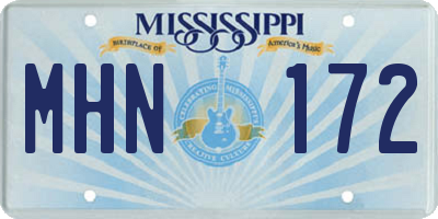 MS license plate MHN172