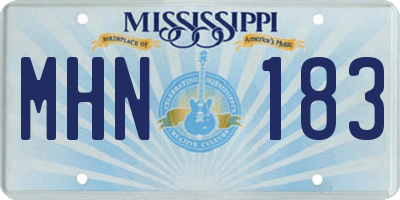 MS license plate MHN183