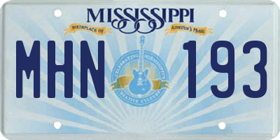 MS license plate MHN193