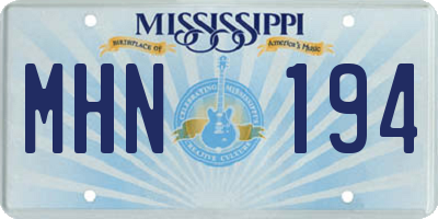 MS license plate MHN194