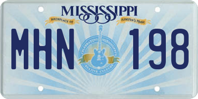 MS license plate MHN198