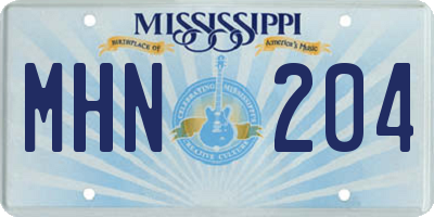 MS license plate MHN204
