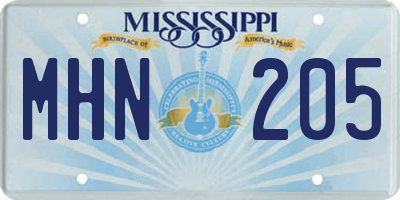 MS license plate MHN205