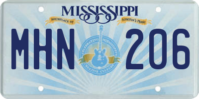 MS license plate MHN206