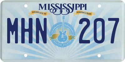 MS license plate MHN207