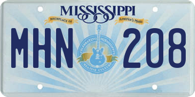 MS license plate MHN208