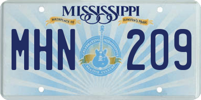 MS license plate MHN209