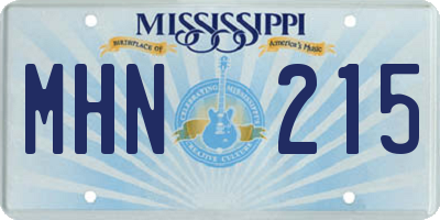 MS license plate MHN215