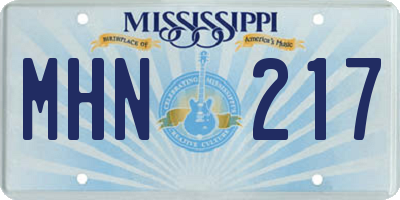 MS license plate MHN217