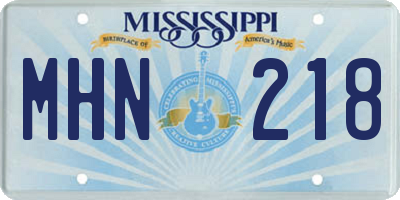 MS license plate MHN218