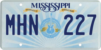 MS license plate MHN227