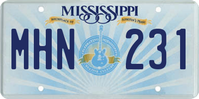 MS license plate MHN231