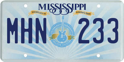 MS license plate MHN233