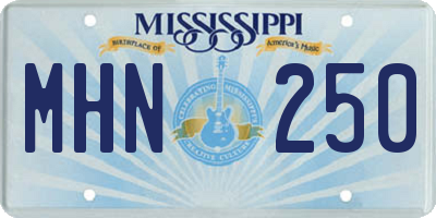 MS license plate MHN250