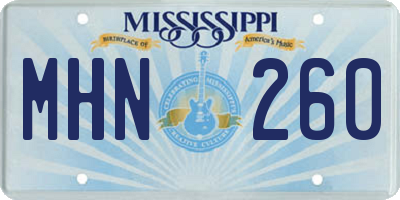MS license plate MHN260