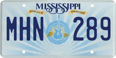 MS license plate MHN289