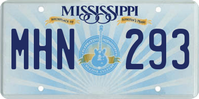 MS license plate MHN293