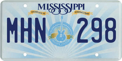 MS license plate MHN298