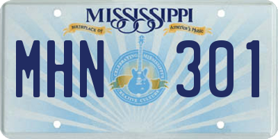 MS license plate MHN301