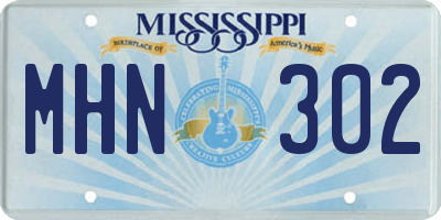 MS license plate MHN302