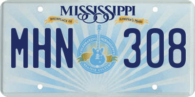MS license plate MHN308