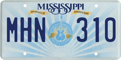 MS license plate MHN310