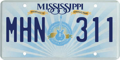 MS license plate MHN311