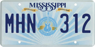 MS license plate MHN312