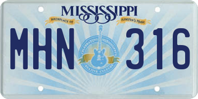 MS license plate MHN316