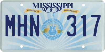 MS license plate MHN317