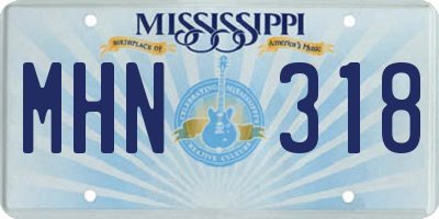 MS license plate MHN318