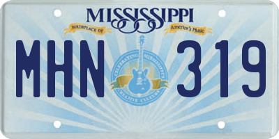 MS license plate MHN319