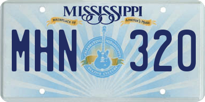 MS license plate MHN320