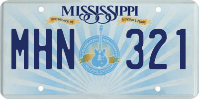 MS license plate MHN321