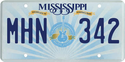 MS license plate MHN342